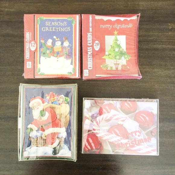 Vintage Lot Of Christmas Cards & Hallmark Of 5 New Boxes Christmas House - Picture 3 of 5